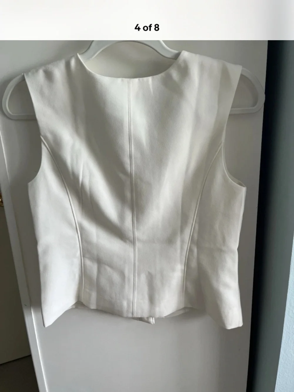 J.CREW Ivory Sleeveless Round Neck Button Front Satin Viscose Blouse Size 6
